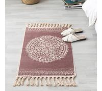 youyoucool Hand Woven Rug with Tassels Washable Bath Mat Bohemian Kitchen Runner Rug Farmhouse Cotton Entryway Rug for Bedroom，Laundry Room Accent Throw Rug 24x51 inch