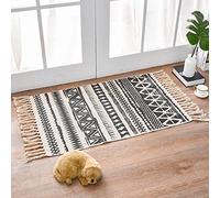 youyoucool Hand Woven Rug with Tassels Washable Bath Mat Bohemian Kitchen Runner Rug Farmhouse Cotton Entryway Rug for Bedroom，Laundry Room Accent Throw Rug 24x51 inch