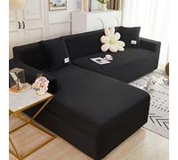 youyoucool Sectional Couch Covers L Shape Sofa Covers Super Stretch 2 pcs Sofa Slipcovers for 3+3 Seaters，Sectional Chaise Slipcover with Covers for Pets Kids, black