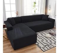 youyoucool Sectional Couch Covers L Sofa Covers Super Stretch 1 pcs Sofa Slipcovers for 2 Seaters Chaise Slipcover Pets, black
