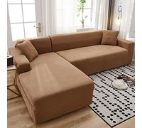 youyoucool Sectional Couch Covers L Sofa Covers Super Stretch 1 pcs Sofa Slipcovers for 2 Seaters Chaise Slipcover Pets, Coffee color