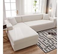 youyoucool Sectional Couch Covers L Sofa Covers Super Stretch 1 pcs Sofa Slipcovers for 2 Seaters Chaise Slipcover Pets, white