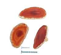 YOUYOUULU 3Pcs Red-Orange-Agate-Knobs, Natural-Onyx-Stone-Drawer-Pulls, Cupboard-Gems-Geode-Pulls, Cabinet-Stone-Handles Dresser-Knobs (Red-Orange)
