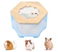 YouYuer Large Hamster Sand Bath, Hamster Bath, Hamster Cage, Transparent Hamster Sand Bathroom Sandpit, Hamster Toilet Sand Bath Container Accessories with Wooden Lid for Mice, Lemmings, Gerbils