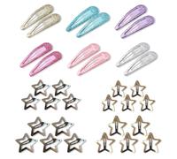YOUZMY 32 Pieces Glitter Star Hair Clips, Golden Metal Hair Accessories Clips, Hair Styling Accessories, Hair Clips, Colourful Sequin Hair Clips, Hair Accessories for Children, Girls, Women