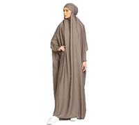 YOVALO Women's Elegant Muslim Hijab Clothing Islam Dubai Abaya Prayer Dress Plain Loose One Piece Full Cover Muslim Fashion Bat Sleeve Jilbab Hijab Robe Dress