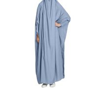 YOVALO Women's Elegant Muslim Hijab Clothing Islam Dubai Abaya Prayer Dress Plain Loose One Piece Prayer Dress Full Cover Muslim Fashion Bat Sleeve Jilbab Hijab Robe Women Dress