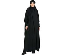 YOVALO Women's Elegant Muslim Hijab Clothing Islam Dubai Abaya Prayer Dress Plain Loose One Piece Prayer Dress Full Cover Muslim Fashion Bat Sleeve Jilbab Hijab Robe Women Dress