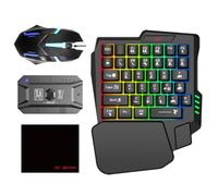 YOVDA One Handed Gaming Keyboard and Mouse Combo, with Gaming Mouse Converter, Rainbow Backlit 25 Keys Portable Small Mechanical Feel Keyboard Support Customize Button, for Android, PC Gamer