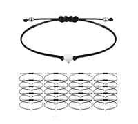 YOVECATHOU 20 Pcs Women Men Simple Heart Bracelet Adjustable Rope String Lucky Gift Bracelet For Birthday Holiday Anniversary, M, Metal, no gemstone
