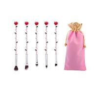 YOVECATHOU 5 Pcs Beauty Eye Shadow and the Beast Rose Flower Shape Makeup Brushes Set Artists with Gift Bag (Rose Gold)