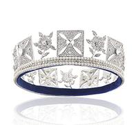 YOVECATHOU Retro Rhinestone Pearl King Queen Crown Full Circle Crown Wedding Headdress For Birthday Party Prom Cosplay (With Flannelette)