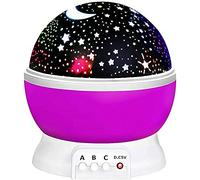 YOVECATHOU Rotating Starry Sky Projection Night Light Moon Star Lamp for Kids Baby Party for Children Baby Bedroom and Party Decorations (Purple)