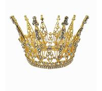 YOVECATHOU Vintage Rhinestone Crown Cake Topper Birthday Party Prom Decor For Pageant Wedding Halloween Christmas Crown, Metal