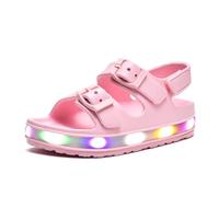 YoveGxlthrea Toddler Sandals Girls Boys Light up Double Buckle Sandals Children's Adjustable Back Strap Water Sandal Kids Beach Shoes Pink 5UK