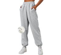 Yovela Sweatpants Women Baggy High Waisted Sweat Pants Fall Clothes Casual Joggers Y2k Aesthetic Warm Trousers with Pockets, Grey-fleece, Large