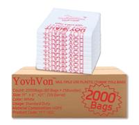 YovhVon 2000 Count Plastic Bags with Handles, T-Shirt bags, Thank You bags, Grocery bag, Shopping bag, |for Store, Supermarket, Retail, Carry, Pack|, White, 1/6 Barrel, Large Size 11"x6"x21"