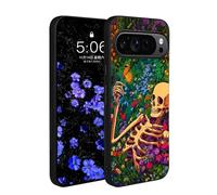 YOVIAKK for Google Pixel 10 Pro XL Case,Compatible with Magsafe Cute Floral Slim Fit Soft TPU Shockproof Protection for Google Pixel 10 Pro XL Magnetic Case Aesthetic Flower Skull Glow in The Dark