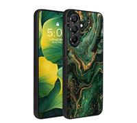 YOVIAKK for Samsung Galaxy A26 5G Case, [Glow in The Dark] Cute Flower Slim Fit Hybrid Hard PC Soft TPU Shockproof Drop Protective,Aesthetic Phone Case for Samsung Galaxy A26 2025丨Green Gold Marble