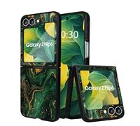 YOVIAKK for Z Flip 6 Case [Compatiable with Magsafe] [Glow in The Dark] Slim Fit Cute Lovely Floral Luminous Back, Military Protection Aesthetic Galaxy Z Flip 6 Case Magsafe丨Green Marble