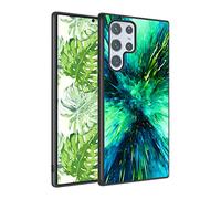 Yoviakk Samsung Galaxy S22 Ultra Case,Slim Fit Green Watercolor Glow in The Dark Luminous Shockproof Drop Protective Girls Women Men Phone Cover