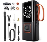 Yovikin Tyre Inflator Portable Air Compressor, 150PSI Car Tyre Pump 7500mAh 5 Modes Auto Shut-Off Autopump w/ 5 Nozzles Flashlight Cordless Inflators Car Accessories for Car, Bike, Ball, Motorcycle