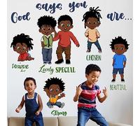 Yovkky Black Boys God Says You are Inspirational Wall Decals Stickers, Religious African American Positive Nursery Decor, Home Baby Kids Room Decorations Motivational Afro Bedroom Playroom Art Gift