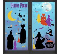 Yovkky Halloween Hocus Pocus Witch Window Clings 4 Sheets, Witches Brew Cauldron Stickers Decals Decor, Funny Moon Black Cat Bats Spider Broom Home Kitchen Decorations