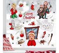 Yovkky Merry Christmas Home Alone Window Clings 9 Sheets, Xmas Kevin Battle Plan Thief 2026 New Year Stickers Decals Decor, Stocking Fan Iron Winter Holiday Home Kitchen Decorations
