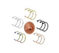 YOVORO 15Pcs 18G 20G 316L Stainless Steel Nose Rings Hoops for Women Men Hypoallergenic Nose Hoops Colored Nose Piercing Jewelry 6/8/10MM, 18G-8MM, Stainless Steel, no gemstone