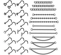 YOVORO 20G Stainlesss Steel Nose Rings Stud Nose Chain Piercing Across Double Nose Stud Womens Nostril Piercing Jewelry, Metal, n / a