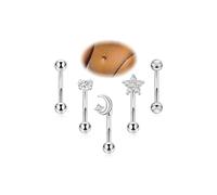 YOVORO 5Pcs 14G 316L Stainless Steel Small Belly Button Ring for Women Petite Navel Rings Tiny Hypoallergenic Belly Ring Cubic Zirconia Simple Belly Piercing Jewelry 6/8/10/12MM, Bar Length 6MM