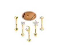YOVORO 5Pcs 14G 316L Stainless Steel Small Belly Button Ring for Women Petite Navel Rings Tiny Hypoallergenic Belly Ring Cubic Zirconia Simple Belly Piercing Jewelry 6/8/10/12MM, Bar Length 6MM