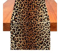 YOVOYOA Leopard Print Table Runner 72 Inches Long, Animal Style Table Runner Dresser Scarves, Wildlife Safari Burlap Dining Room Table Decor for Kitchen Farmhouse Indoor Outdoor Home Party