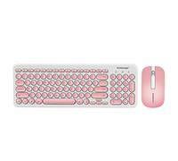 Yowablo 2.4GHz Wireless Keyboard and Mouse Combo Keyboard with Round Keycaps (Pink)