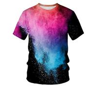 Yowablo Cool 3D Printed T-Shirts for Men Summer Casual Novelty Round Neck Short Sleeve T Shirts Top for Men Sexy, Hot Pink-C, S