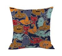 Yowablo cushion cover throwing cushion cover Halloween, sweet pumpkin print pattern for office, home, car, cafe, shop, library, etc., 2e, 45cm x 45cm