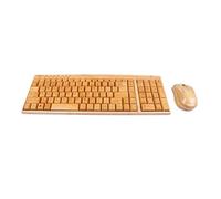 Yowablo Handmade Natural Bamboo Wood PC Wireless 2.4GHz Keyboard and Mouse Combo (Khaki)