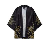 Yowablo Jacket Top Blouse Summer Japanese Five-Point Sleeves Kimono Men Women Cape, mens, Yowablo-JLY, 5 black, XXL