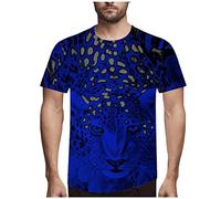 Yowablo T-Shirt Tops Men Fashion Novelty Leopard 3D Print O-Neck Short Sleeve Blouse, mens, Yowablo-JLY, 1dark blue, XXL