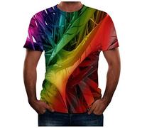 Yowablo T-Shirt Tops Men Fashion Novelty Leopard 3D Print O-Neck Short Sleeve Blouse, mens, Yowablo-JLY, 4 multi-coloured, L