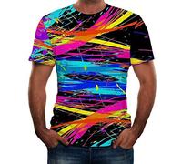 Yowablo Tops Men's T-Shirt Funny 3D Colour Print Crew Neck Short Sleeve Daily Blouse T (XXL, 4 Colours)