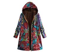 Yowablo Women's Outwear Coats Plus Size Hooded Long Sleeve Zip, 3- Multi-coloured, XL