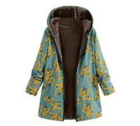 Yowablo Women's Outwear Coats Plus Size Hooded Long Sleeve Zip - Black - UK 8
