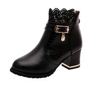 Yowablo Women's Short Shaft Boots Autumn Winter Vintage Leather Ankle Lace Short Boots Shoes Turquoise Size: 5 UK