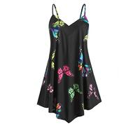 Yowablo Women's Sleeveless Vest Plus Size Spaghetti Straps Butterfly Print Tank Top - Brown - 8