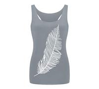 Yowablo Women's Summer Feather Printed Long Vest Fashion Ladies Top L, womens, Yowablo, gray, L
