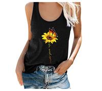 Yowablo Women's Tank Top Casual Sleeveless T-Shirt Round Neck Printed Summer Size Large - Multicolour - UK L