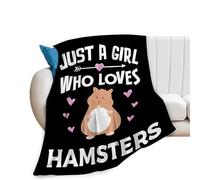 yowecso Hamster Blanket Super Soft Warm Fluffy Flannel Just A Girl Who Loves Hamsters Throw Blanket Cozy Fuzzy Plush Bedding Blanket Gift for Boys Girls Kids Teens Adults Couch Sofa 50"x40"