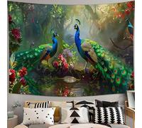 yowecso Peacock Tapestry Forest Peacock Tapestry Wall Hanging for Bedroom Beautiful Bird Tapestries Aesthetic Wall Decor for Home Dorm Living Room 40"x60"